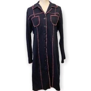 Vintage Denim Dress Cowgirl Western Boho Stretch Long Sleeve ENT Entrancy Sz Lg